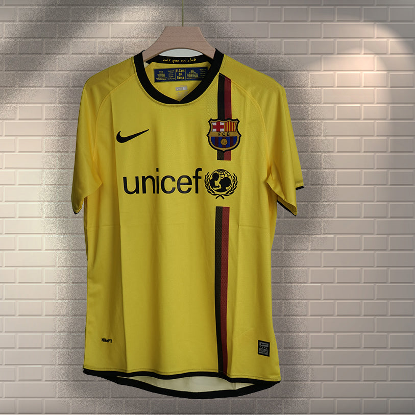 FC Barcelona 2008-09 Away Yellow kit [Retro Authentic Quality]